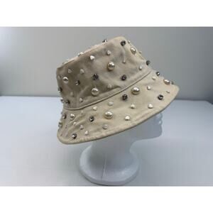 Lele Sadoughi Jeweled Embellished Ivory Bucket Hat | Dopamine Dressing Hearts